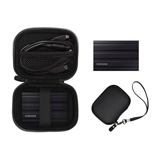 Getgear Capa SSD portátil compatível com Samsung T7 Shield 1TB, 2TB, 4TB SSD portátil, organizador para SSD e cabo (preto)