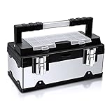 Nightcore 18-Inch Tool Box, Lockable Hardware Organizer with Removable Trays, Storage Toolbox with H