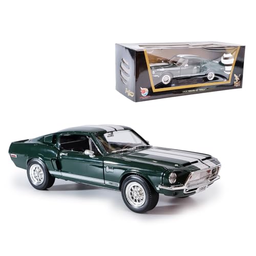 LUCKY DIE CAST Shelby 1968 GT-500KR 1:18 Diecast Model Car - King of The Road Opening Doors Steering Linkage | Premium Gift Box Man Cave Decor | Ages 14+ Green