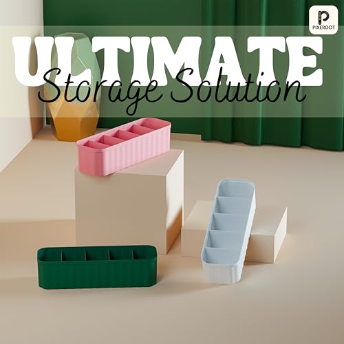 Image of PIXERDOT Pack of 4 - GREEN | Socks & Cloths Organizer For Wardrobe and Drawer, Innerwear, Undergarments, Bra, Panty, Hankerchief and Hosiery Organiser for Wardrobes, Drawers and Cupboards