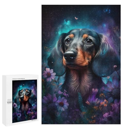 Puzzle 1000 pièces adulte dachshund garden casse-tête jeu de société