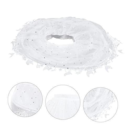 FOYTOKI 1pc Star Moon Slip Dress Kids Petticoat Skirt Short Pettiskirt Cortos Lace Petticoat Flower Petticoat Pettipants Short Dress Tutu Underskirt White Lolita Pannier Mesh