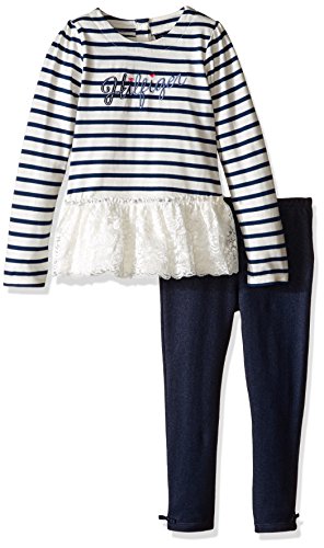 Tommy Hilfiger Girls' Striped Tunic with Lace and Solid Leggings