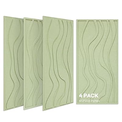 BUBOS 4 Pack Large Acoustic Panels, Total-Size 47.2 x 23.6 Inches Soundproof Wall Panels, Decorative Sound Panels, Self-Adhesive Acoustic Wall Panels for Recording Studio, Home&Office (Green, 4 Pack)