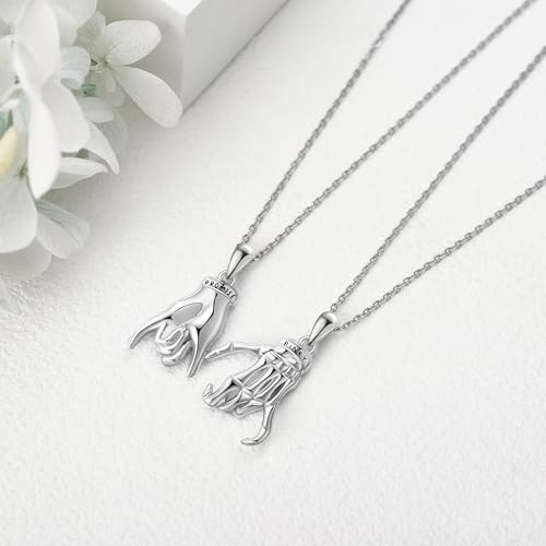 ONEFINITY Matching Necklaces S925 Sterling Silver Pinky Promise Matching Couple Necklace Best Friend Necklaces Jewelry Gift for Women Men3