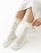 Winterlace Womens Frilly Ruffle Ankle Socks, 3 Pairs Lace Cute Bows Bobby Fashion Dress Sock (US, Alpha, One Size, Regular, Regular, Cream)