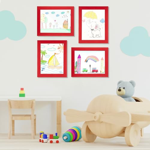 Image of [2-Pack] Kids Art Frames, 8.5x11 Front Opening Kids Artwork Frames Changeable, Red Artwork Display Storage Frame for Wall, Holds 50 Pcs, for 3D Picture, Crafts, Children Drawing, Hanging Art,