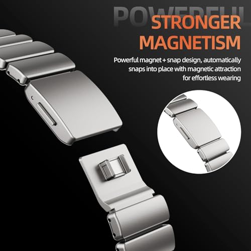 Image of Morofy Titanium Silicone Dual-Layer Link Bands Compatible with Apple Watch Band Ultra 3 /2 /1 49mm 46mm 45mm 44mm Men Women Magnetic Clasp Metal Strap for iwatch Series 11 10 9 8 7 6 5 4 SE (Silver|Black)