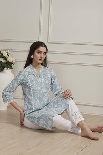 Image of Biba Printed Cotton Straight Casual Kurtas