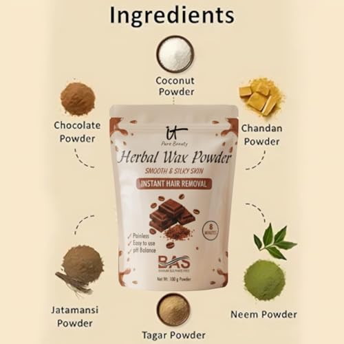 Image of Herbal Chocolate Wax Powder For Women and Men | Instant Hair Removal | Painless & Quick, BAS-Free, pH-Balanced | No Smell | Safe for Bikini, Face & Body | No Side Effects | Unisex |100GM