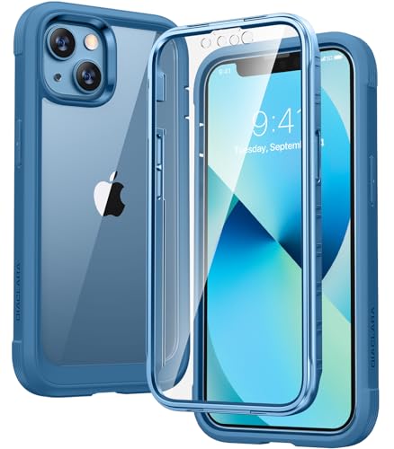 Diaclara Compatible with iPhone 13 Case 360 Full Body with Built-in Screen Protector Touch Sensitive Shockproof Bumper Case Cover Clear-Back Designed Compatible for iPhone 13 6.1-Blue