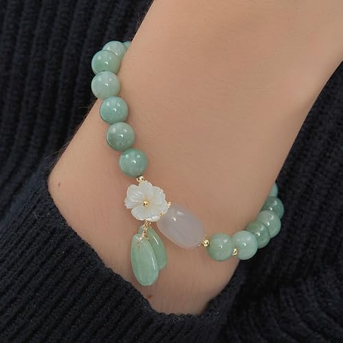 Natural Jade Bracelet for Women Gradient Green Jade Bead Elastic Bracelet, Suitable for Christmas, Thanksgiving3