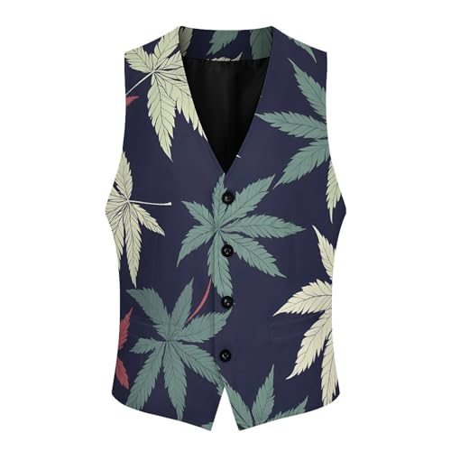 Weed Leaves Pattern Formal Suit Vest for Men Waistcoat Printing Business Casual Dress for Tuxedo3