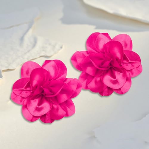 Image of 2Pack 6inch Extra Large Satin Brooches Lapel Pins Dainty Elegant Fabric Camellia Rose Flower Brooch Pin for Women Wedding Part Dance Clothes Accessories Jewelry