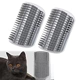 2 Pièces Doux Auto Toiletteur pour Chat Avec Herbe à Chat, Coin de Mur Brosse de Massage, Grattoir Mural Chat, Self Groomer Brosse Massage Chat pour Chat à Fourrure Longue et Courte