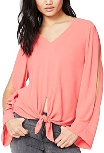 RACHEL Rachel Roy Tie-Front Cold-Shoulder Blouse Watermelon, l