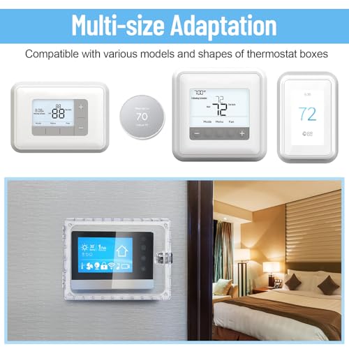 Rossesay 4 Pcs Universal Thermostat Lock Box with Key Large Clear Thermostat Cover with Lock Thermostat Guard for Thermostat on Wall (Fits Thermostats 5.7 x 4.7 x 2.2 in or Smaller) by Rossesay - Image 6
