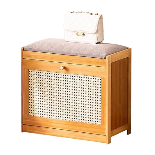 Banco de almacenamiento de madera con puerta para organizar zapatos