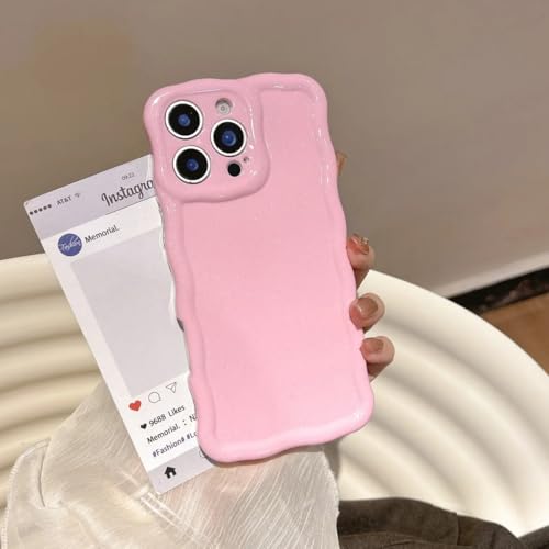 Coque silicone pailleté ondulé pour iPhone 15 rose bonbon lumineuse tendance