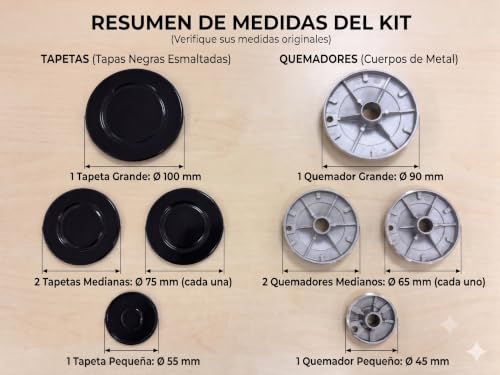 Miniatura 7 de Recamania Conjunto 4 Quemadores Cocinas Gas Teka Balay Fagor Multimarca