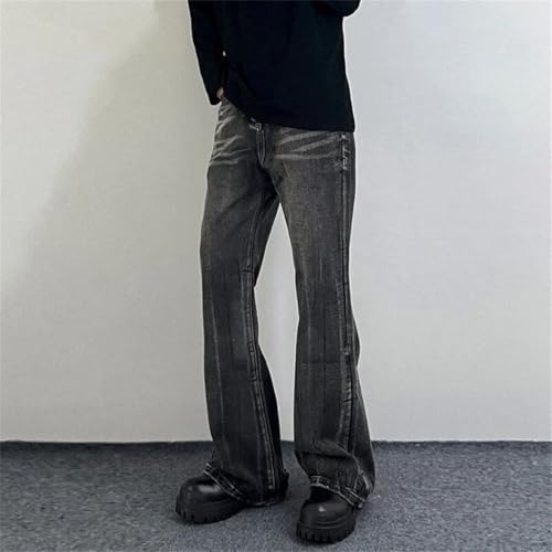 Men Bell Bottom Casual Jeans Retro Lines Denim Pants Baggy Designer Straight Denim Trousers3