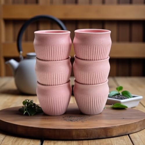 Image of Happy Cove Eco Friendly Cup Set of 6 for Tea | Biocomposite Rice Husk & Bamboo Fibre | 225ml Unbreakable Chai Cups | Microwave Safe Tea Kulhad | Hot & Cold Coffee Mug, Milk & Tea Cup Set