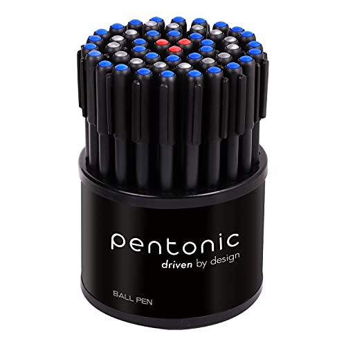 Pentonic 0.7mm Ball Point Pen Tumbler Pack | Black Body | Blue, B...