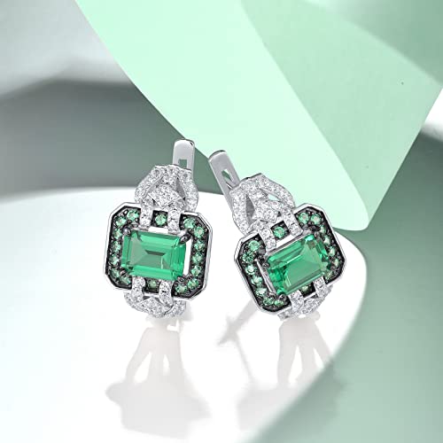 Santuzza 925 Sterling Silver Gemstone Cubic Zirconia Huggie Earrings for Women3