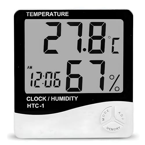 London Express Indoor Digital Thermometer Hygrometer, Room Temperature Gauge Indoor Humidity Monitor with Alarm Clock Max/Min Records, LCD Display for Home, Office, Bedroom, Baby room, Warehouse, Car