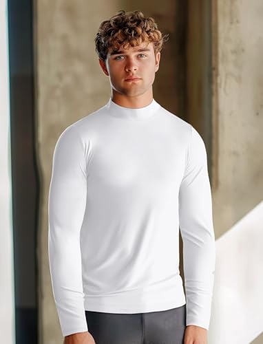 Zengjo Mens Mock Turtleneck Long Sleeve Shirts Thermal Baselayer Lightweight Athletic-Fit Undershirt for Cold Weather Sports4