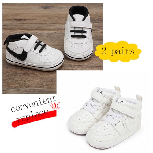 Image of Clowora Unsex Baby Shoes Boys Girls Infant Sneakers Non-Slip Soft Rubber Sole Toddler Crib First Walker Lightweight Shoes