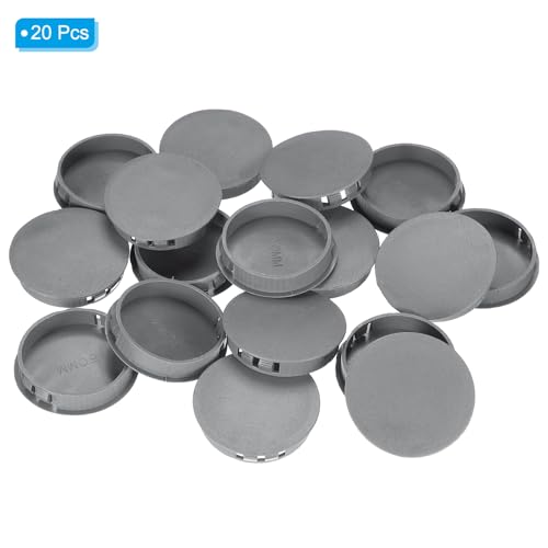 Image of PATIKIL 2 inch /50mm Plastic Hole Plugs, 20Pcs Flush Type Round Hole Plugs Cover Snap in Locking Hole Tube for Table Kitchen Cabinet Furniture, Dark Grey