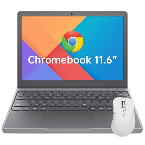 Image of Lenovo Chromebook 11.6 inch IPS Intel Portable Laptop for Home Student Travel | Gemini AI, Webcam w / Shutter, Rugged Reliability, Long Battery Life, 4GB RAM, 64GB Flash Storage, HDMI, w / Wireless Mouse