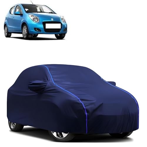 Image of Kerwa Car Body Cover Waterproof Compatible with Maruti Suzuki A-Star Dustproof UV Protection Triple Stitched Elastic Bottom with Mirror Pockets (Blue)