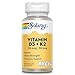 Solaray Vitamin D3 + K2 | D & K Vitamins for Calcium Absorption and Support for Healthy Cardiovascular System & Arteries | Non-GMO & Soy-Free | 120Ct