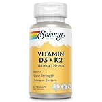 SOLARAY Vitamin D3 K2 - Bone Health and Immune Support Supplement - With 5000 IU Vitamin D as Vit D3 and 50 mcg Vitamin K2 as Menoquinone MK7, Made Without Soy, 60-Day Guarantee, 120 Serv, 120 VegCaps