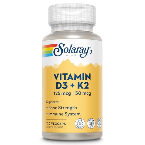 SOLARAY Vitamin D3 + K2 | Vegcaps Es 200 G, Sin Sabor, 120 Unidad