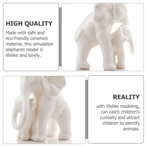 Statue d'éléphant mère et bébé en céramique blanche, un chef-d'œuvre de décoration raffinée - 7