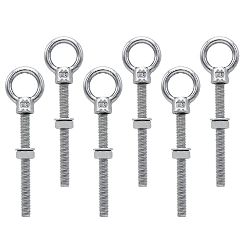 Maxsail 6 Stück Ringschrauben Lang M8x 80 Ösenschraube edelstahl Augenschraube 316 Edelstahl Augbolzen lang Ringschraube M8 mm zur Befestigung und Aufhängung