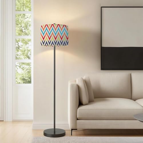 Image of TEKCOOL Industries Floor Lamp for Living Room with 3 Shelves Decorative Metal Floor Lamp Standing Home Decoration Floor JuteLamp Shade Reading for Bedroom, Office,Kitchen (A5)