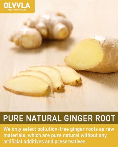 Image of Olvvla - Premium Ginger Tea Bags - 2g X 56 Count - 100% Pure Natural Ginger Root Herbal Tea - Cut & Sifted - Non-GMO - Caffeine-free - Warm & Spicy - Relieve Nausea & Support Digestion