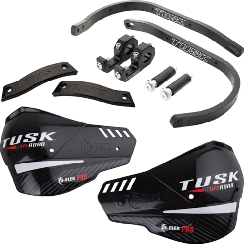 Image of Tusk D-Flex Pro Adventure Handguards – Black Aluminum Bar/Black Shields – Universal Fit – Fits 7/8" Handlebars - Compatible with KAWASAKI KLR 650 1997-2025