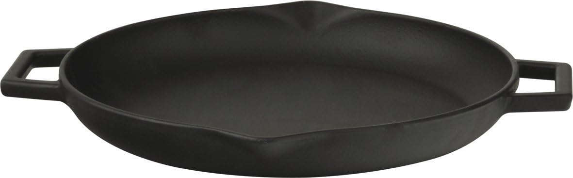LAVASignature Cast-Iron Frying /Grill Pan with Iron handles- 12 inch, Slate Black