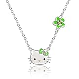 SALLY ROSE Sanrio Hello Kitty Girls August Birthstone Necklace 18' - Silver Plated Hello Kitty Birthstone Necklace Officially Licensed