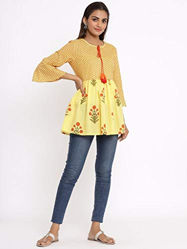 Image of FABRIC FITOOR Women's Floral Print Cotton Peplum Top