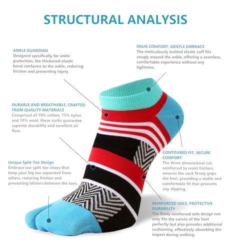 Tabi Socks Athletic Cotton Crew Length Quarter Ankle Two Toe for Women and Men2