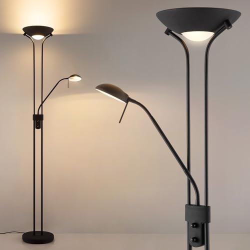 Home Sweet Home Lampadaire Lampadaire LED noir réglable - Salon avec liseuse - Ampoules R7S et G9 incluses (interchangeables) - 180cm métal haute qualité -...
