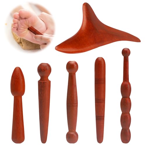 ZMDMAH 6 Stück Triggerpunkt Massagegerät Massage Holz Fuß Massagestab Massagestäbchen Muskel Akupressurstift Trigger Massage Zubehör für Entspannung Füße Nacken Schultern Arme