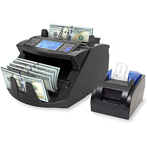 DETECK DT40P Printer and DT200 Money Counter Machine Count Value of Bills, Commercial Grade Mix Currency Counter (USD,EUR), Large 4” LCD Display, UV/IR/MG Counterfeit Detection for Small Business Cover