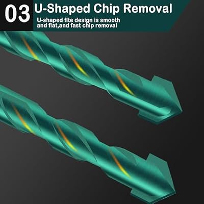 10pcs Green Concrete Drill Bit Set, Mgtgbao Masonry Drill Bit Tile Drill Bits Carbide Tip for Glass, Brick, Tile, Concrete, Plastic,Ceramic and Wood with Size 5/32to 1/2